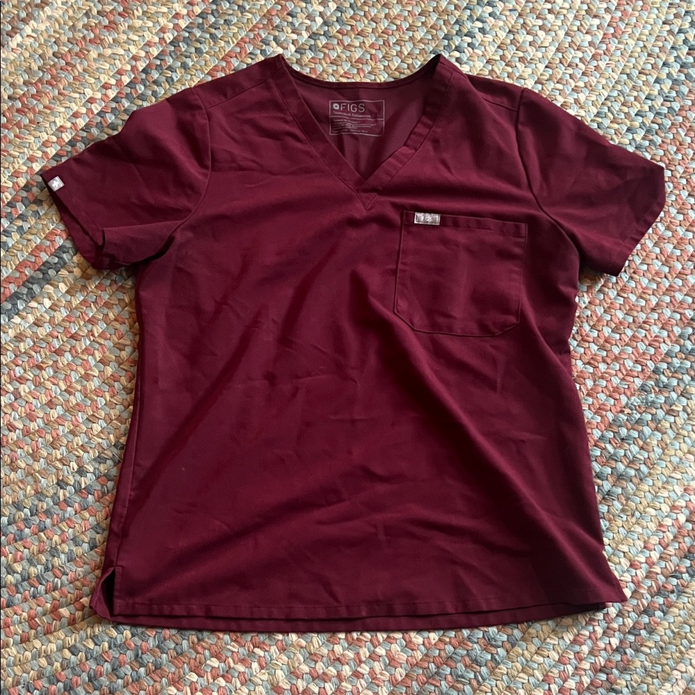 Figs Women's Maroon Scrub Top